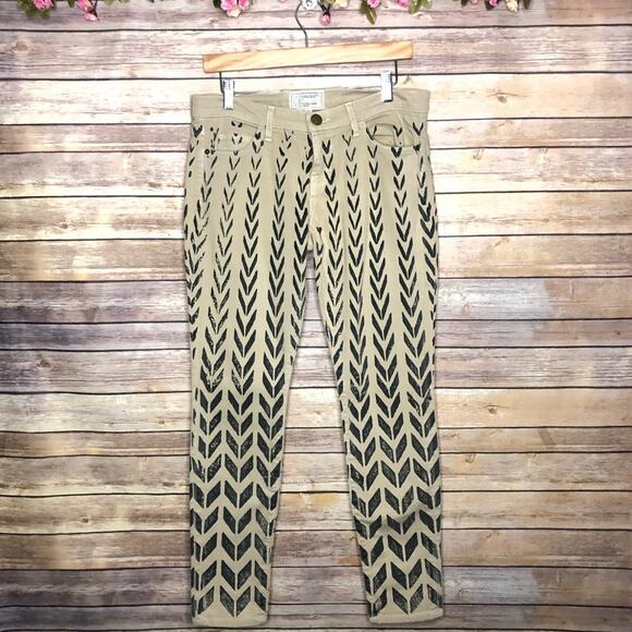 Current Elliott The Ankle Skinny in Khaki Chevron - Picture 2 of 7